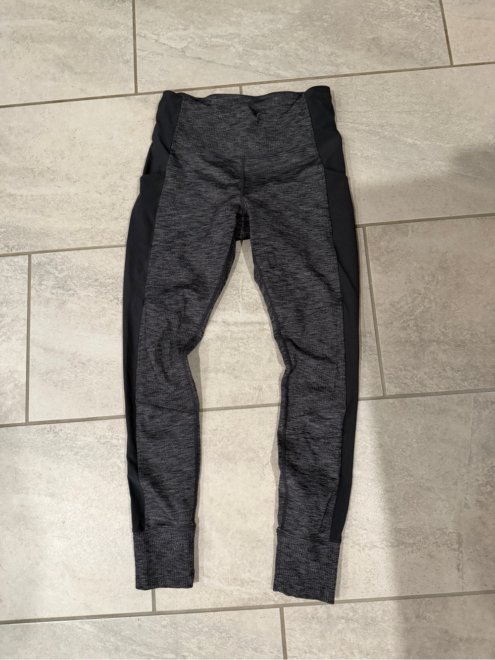 Athleta Gray Heather Leggings with gray Side Panels